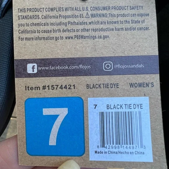 Flojos Black Tie Dye Flip Flop Sandals size 7 NWT - Picture 4 of 6